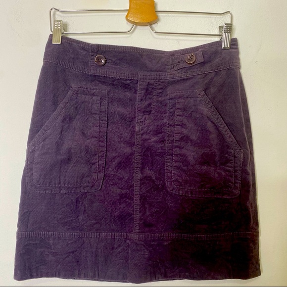 Anthropologie IDRA Dark Purple Baby Wale Corduroy Skirt Size 4 - Picture 1 of 11